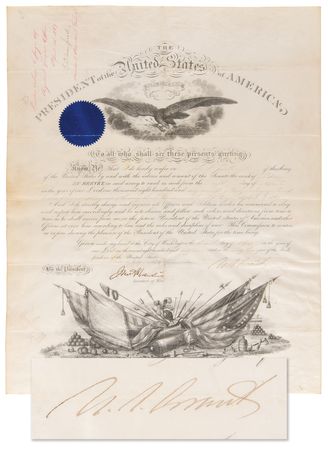 Lot #14 U. S. Grant Document Signed as President, Recognizing a Cavalryman 
