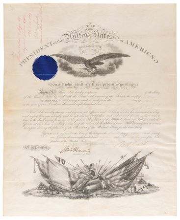Lot #14 U. S. Grant Document Signed as President, Recognizing a Cavalryman 