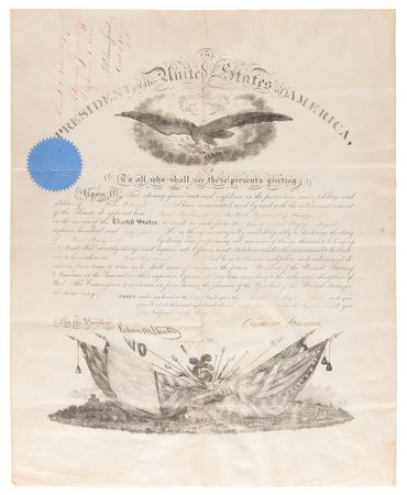 Lot #82 Andrew Johnson Document Signed as President, Appointing a First Cavalry Officer as First Lieutenant - Image 1