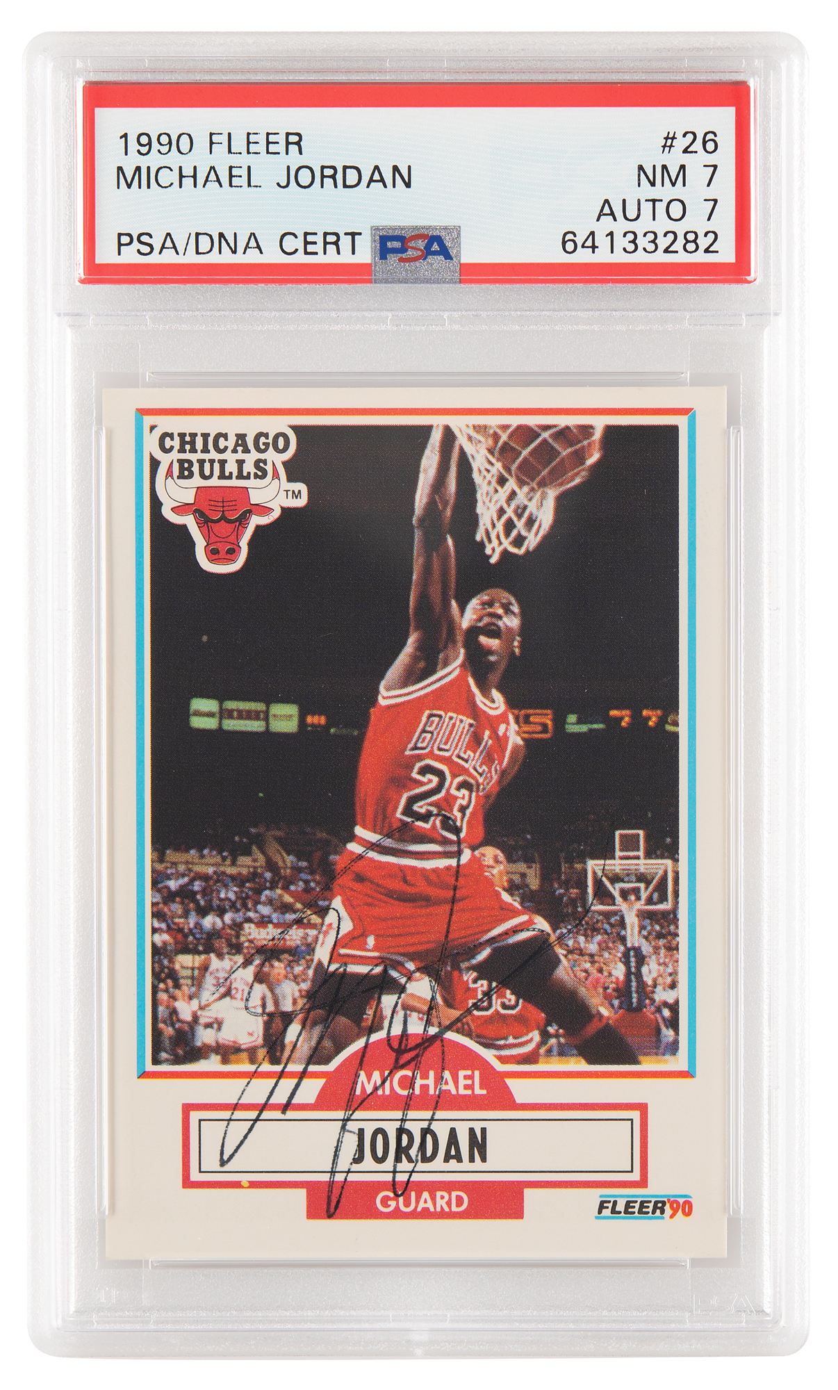 1990 Fleer #26 Michael Jordan Signed Basketball Card PSA NM