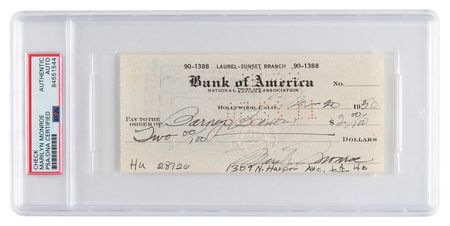 Lot #1213 Marilyn Monroe Signed and Filled Out