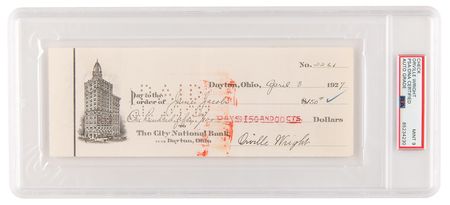 Lot #1131 Orville Wright Signed Check, Payable to