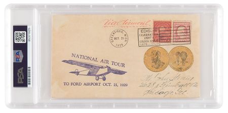 Lot #1065 Albert Einstein Signed 'Light's Golden Jubilee' Air Mail Cover - PSA NM-MT 8 - Image 3
