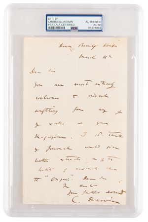 Lot #1062 Charles Darwin Autograph Letter Signed
