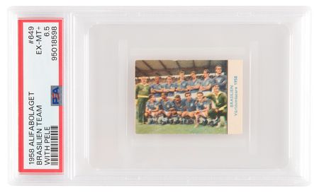 Lot #1237 1958 Alifabolaget #649 Team Brazil Card with Rookie Pele - PSA EX-MT+ 6.5 - Image 1