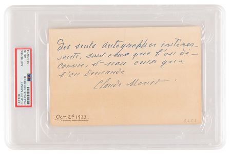 Lot #1143 Claude Monet Autograph Letter Signed