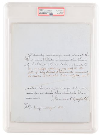 Lot #1011 James A. Garfield Document Signed as President - Image 1