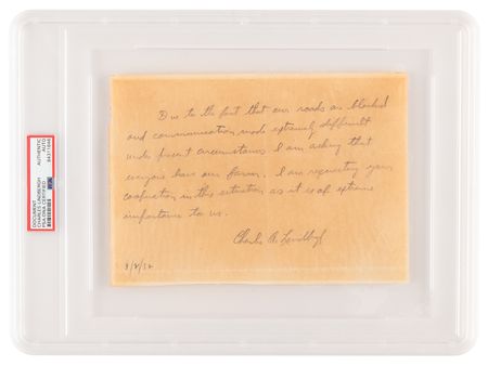 Lot #1128 Charles Lindbergh Autograph Letter Signed After His Son's Kidnapping, Ordering Reporters to Leave: 