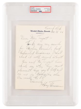 Lot #1014 Harry S. Truman Autograph Letter Signed