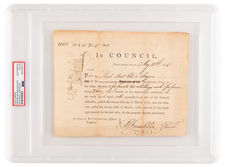 Lot #1050 Benjamin Franklin Document Signed,