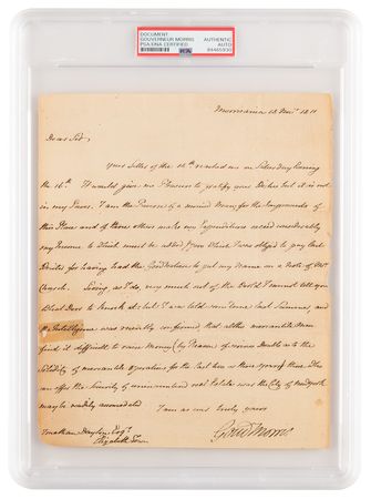 Lot #1100 Gouverneur Morris Autograph Letter