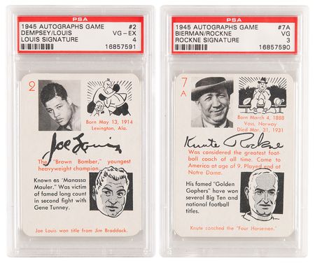 Lot #1241 1945 Autographs Game Cards - Knute
