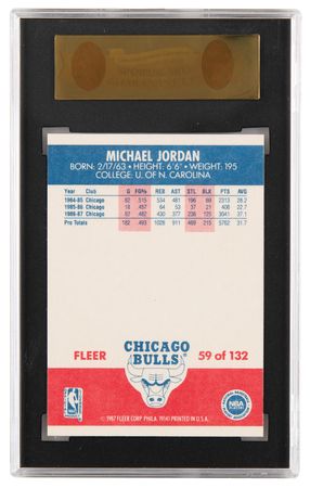 Lot #1248 1987 Fleer #59 Michael Jordan SGC NM-MT+ 8.5 - Image 2