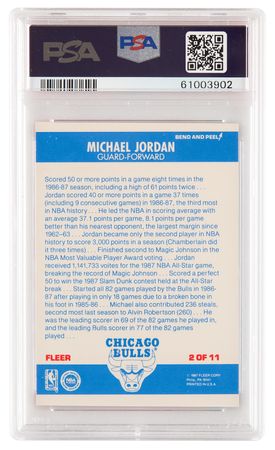 Lot #1249 1987 Fleer Sticker #2 Michael Jordan PSA EX-MT 6 - Image 2