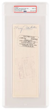 Lot #1215 Harry Blackstone, Sr. Signed Check - PSA MINT 9 - Image 1