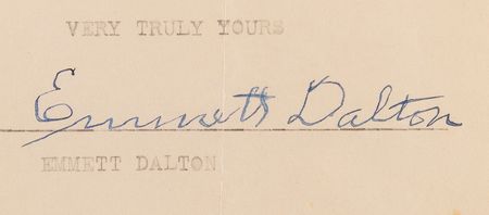 Lot #1071 Emmett Dalton Typed Letter Signed - PSA NM-MT 8 - Image 2
