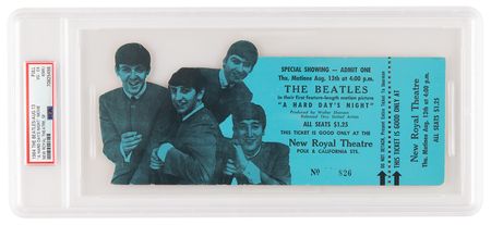 Lot #1182 Beatles 'A Hard Day's Night' Special Showing Ticket - PSA VG-EX 4(MK) - Image 1