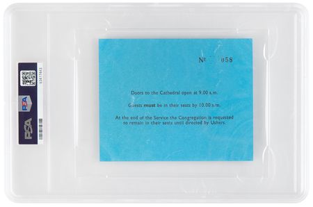 Lot #1295 Princess Diana and King Charles III Wedding Ticket - PSA VG-EX 4 - Image 2