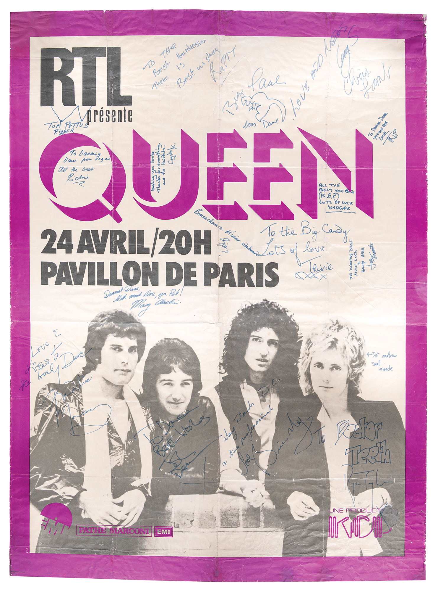 Queen Massive Signed 1978 Concert Poster - The Largest Example We Have