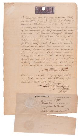 Lot #4013 Thomas Edison Document Signed for Light Bulb Patent: 