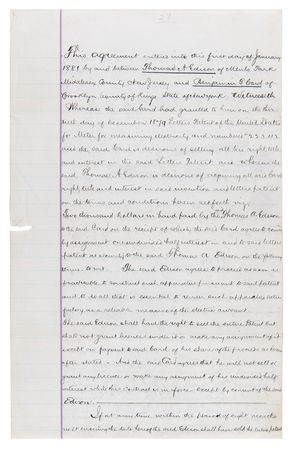 Lot #4012 Thomas Edison Document Signed for Electric Meter Patent - Used in Developing the Electric Light - Image 2