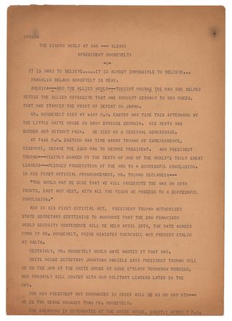 Lot #4026 World War II Teletype Archive with Model 15 Printer, Covering FDR's Death, Japan's Surrender, and the Atomic Bomb - Image 3