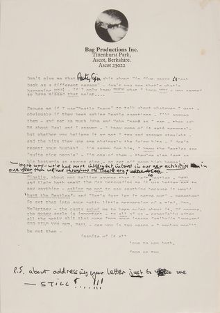 Lot #4043 John Lennon Typed and Hand-Annotated Letter to Paul and Linda McCartney - An Intense Letter Discussing Yoko, Art, the Media, and His Exit From the Beatles - Image 3