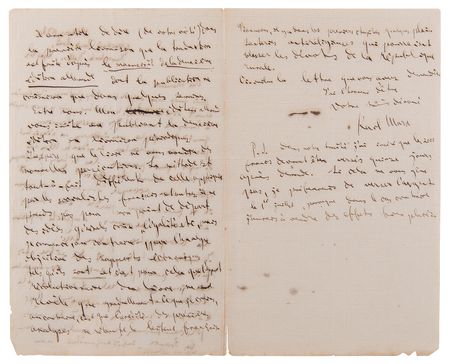 Lot #4022 Karl Marx Autograph Letter Signed on the French Edition of Das Kapital: 