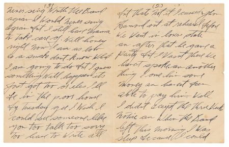 Lot #4039 Billie Holiday Autograph Letter Signed on Being Fired from Count Basie's Band: 