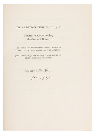 Lot #4035 James Joyce Signed Book - Ulysses (Limited Edition, 1936) - Image 4