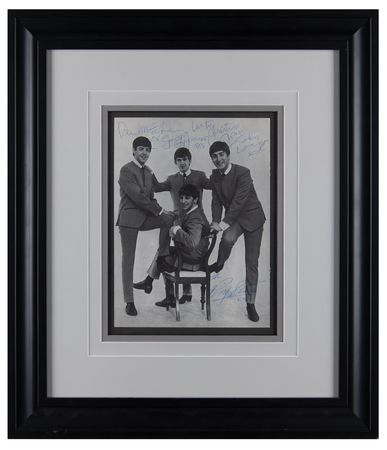 Lot #4042 Beatles Signed 1963 Program Page - Dezo Hoffman's Classic 'Collarless Suits' Portrait - Image 2