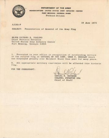 Lot #4029 Omar Bradley's Five-Star General Flag, Flown at Fort Benning - Image 2