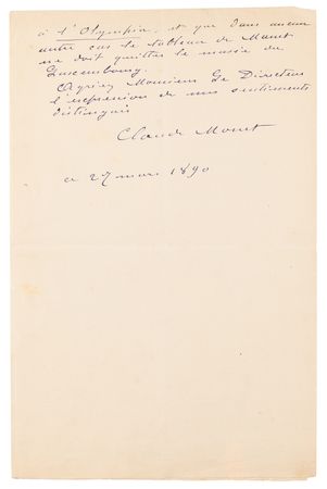 Lot #4031 Claude Monet Autograph Letter Signed on Manet's 'Olympia' - Image 2