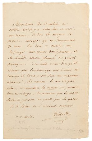 Lot #4009 Denis Diderot Rare Autograph Letter Signed, Trading Work for Art - Image 1