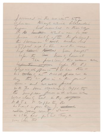 Lot #4004 John F. Kennedy Handwritten Manuscript on Security in the Middle East: 