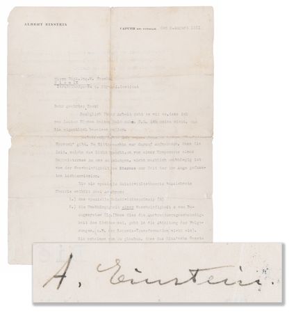 Lot #4014 Albert Einstein Typed Letter Signed, Explaining Special Relativity - Image 1