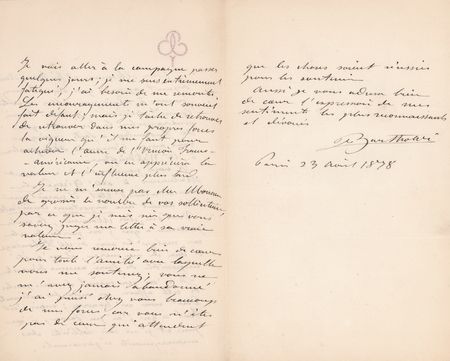 Lot #346 Frederic Auguste Bartholdi Autograph Letter Signed on the Statue of Liberty: 