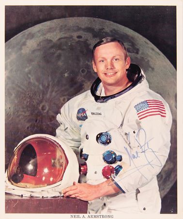 Lot #306 Neil Armstrong Signed Photograph - Uninscribed WSS Portrait - Image 1