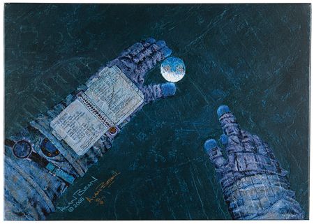 Lot #311 Alan Bean Signed Canvas Giclee Print: 'Our World at My Fingertips' (Ltd. Ed. #57/80) - Image 1
