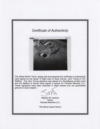 Lot #290 Apollo 10 Flown Beta Cloth Patch with Crew-Signed Photograph - Image 4