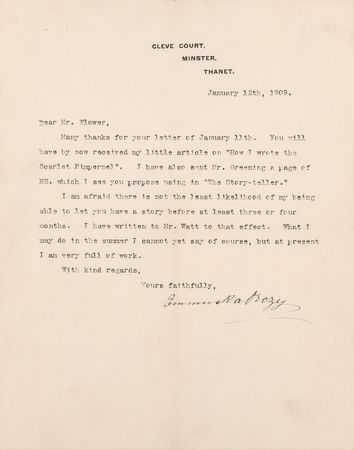 Lot #434 Baroness Emma Orczy Handwritten Manuscript Page from The Scarlet Pimpernel - Image 4