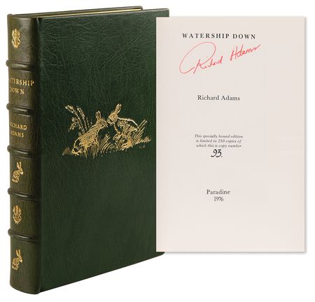 Lot #405 Richard Adams Signed Book - Watership Down (Ltd. Ed. #93/250) - With Original Watercolor by John Lawrence - Image 1