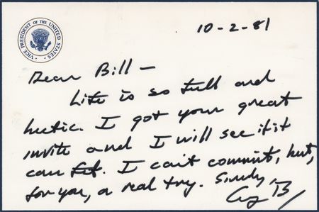 Lot #24 George Bush Autograph Letter Signed as Vice President - Image 1