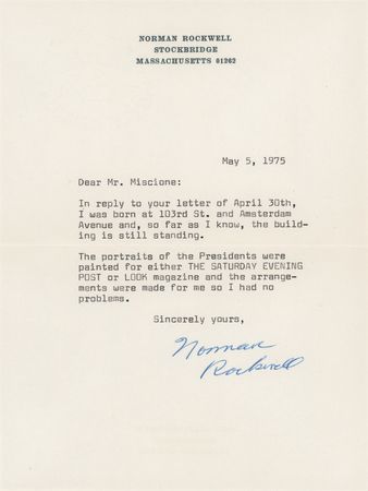 Lot #380 Norman Rockwell Typed Letter Signed: 