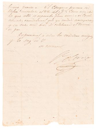 Lot #120 Simon Bolivar Historic Letter Signed, Concluding His Final Military Campaign: 