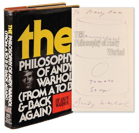 Lot #351 Andy Warhol Signed Book with Campbell's Soup Can Sketch - The Philosophy of Andy Warhol - Image 1