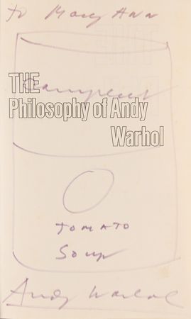Lot #351 Andy Warhol Signed Book with Campbell's Soup Can Sketch - The Philosophy of Andy Warhol - Image 2