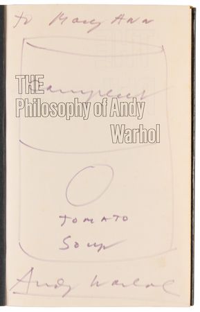 Lot #351 Andy Warhol Signed Book with Campbell's Soup Can Sketch - The Philosophy of Andy Warhol - Image 4