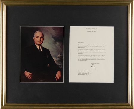 Lot #105 Harry S. Truman Typed Letter Signed to Dean Acheson - Image 1