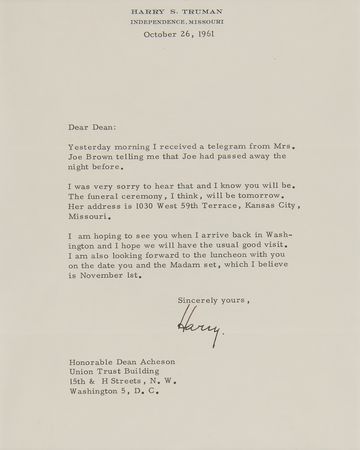 Lot #105 Harry S. Truman Typed Letter Signed to Dean Acheson - Image 2